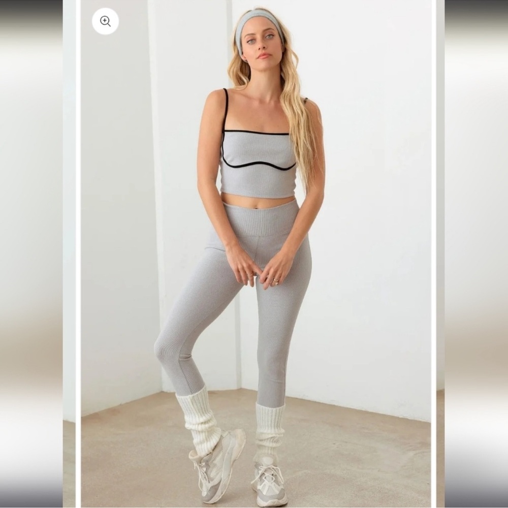 NWT Le Lis Move Ribbed Active Set XS Leggings & Crop Top Matching Athleisure - Picture 3 of 7